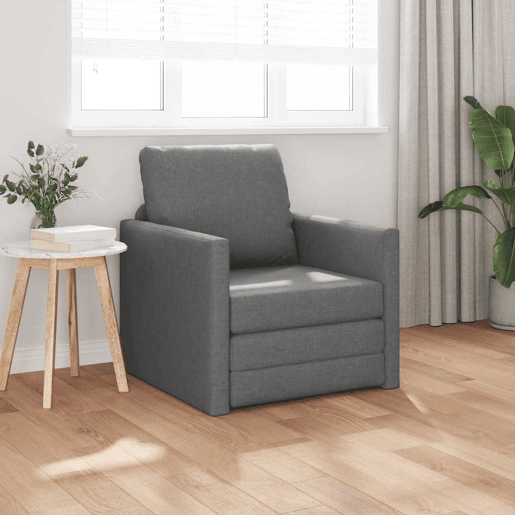 Sofá-cama, Sofá conversível Cinza Escuro 74 x 77 x 81 cm Veludo