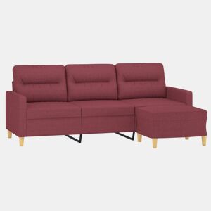 Sofá de 3 lugares - Sofá fixo com apoio de pés 180 cm tecido vermelho tinto