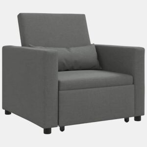 Sofá cama, Sofá conversível single Cinzento escuro 90 x 165 x 87 cm tecido