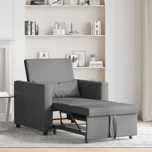 Sofá cama, Sofá conversível single Cinzento escuro 90 x 165 x 87 cm tecido