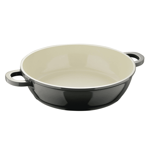Conjunto de caçarola baixa EXCALIBUR Bergner Ø24cm com tampa de alumínio fundido + 2 utensílios de cozinha (colher, espátula) com cabo de silicone e madeira