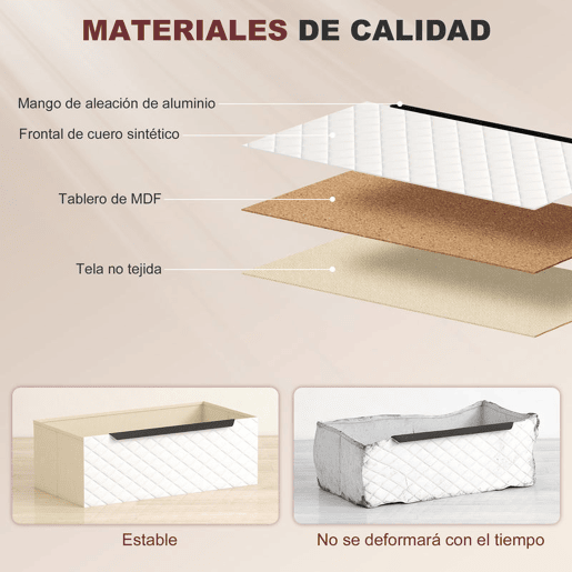 HOMCOM Cômoda com 6 Gavetas de Tecido, Cômoda para Quarto, Estrutura de MDF, Frentes com Padrão de Diamante, Gaveteiro para Sala, Escritório, Closet, Natural e Branco