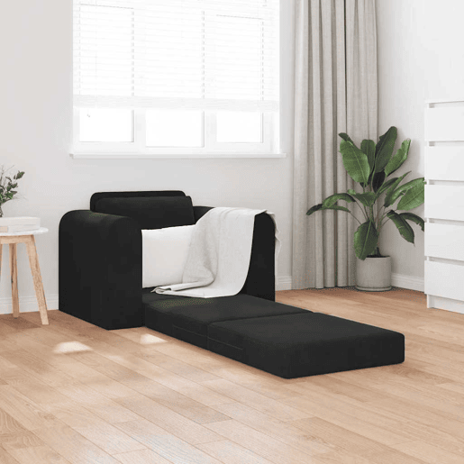 Sofá-cama, Sofá conversível Preto 98 x 71 x 83 cm Veludo