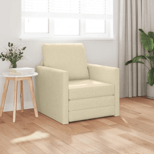 Sofá-cama, Sofá conversível Creme 74 x 77 x 81 cm Veludo