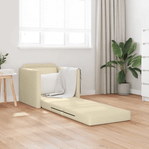 Sofá-cama, Sofá conversível Creme 74 x 77 x 81 cm Veludo