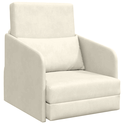 Sofá-cama, Sofá conversível Creme 65 x 80 x 83 cm Veludo