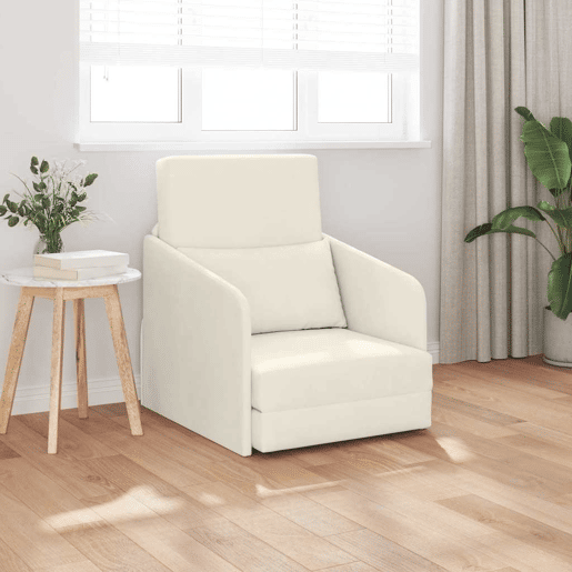 Sofá-cama, Sofá conversível Creme 65 x 80 x 83 cm Veludo