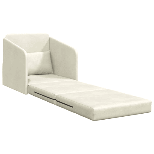 Sofá-cama, Sofá conversível Creme 65 x 80 x 83 cm Veludo