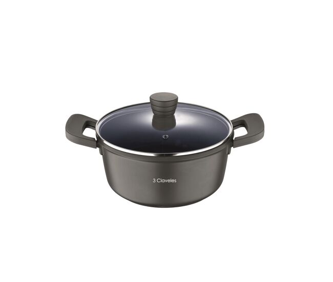 Cacerola con tapa ø24cm y 4,5l en aluminio fundido antiadherente 3claveles
