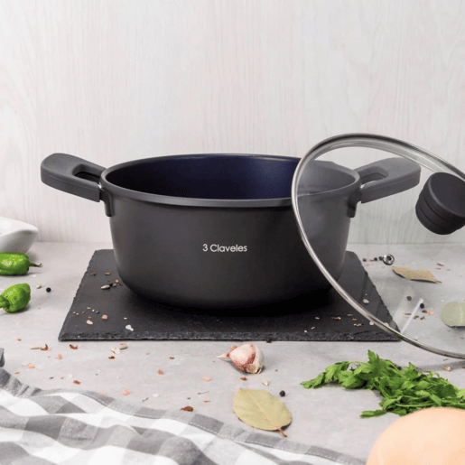 Caçarola com tampa Ø24cm e 4,5L em alumínio fundido antiaderente 3Claveles