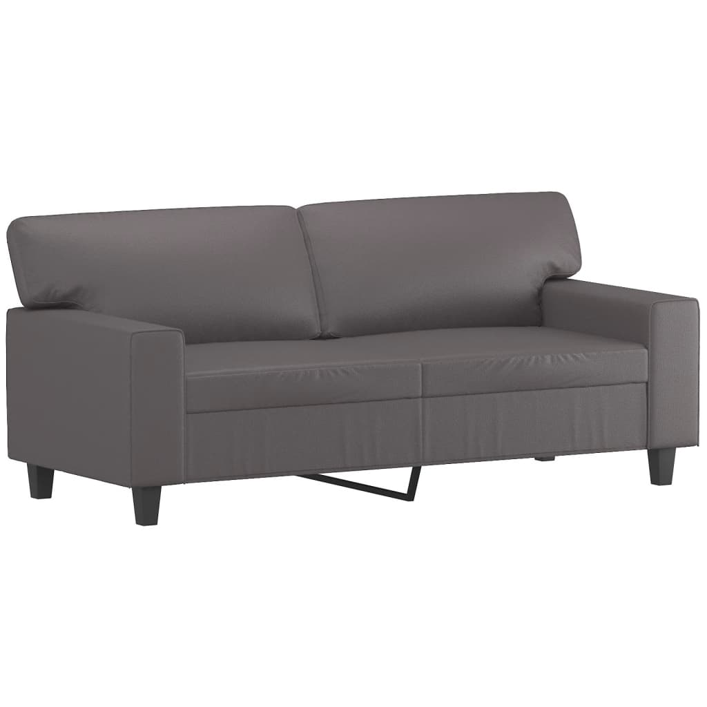 sofa de 2 plazas - sofa de salon de cuero sintetico gris 140 cm