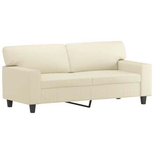 Sofá de 2 lugares - Sofá fixo 140 cm couro artificial cor creme