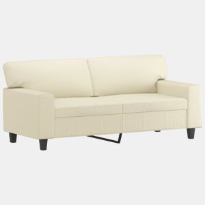 Sofá de 2 lugares - Sofá fixo 140 cm couro artificial cor creme