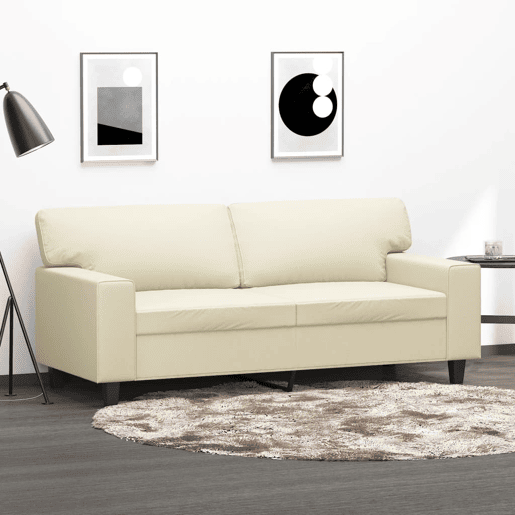 Sofá de 2 lugares - Sofá fixo 140 cm couro artificial cor creme