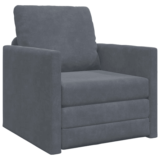 Sofá-cama, Sofá conversível Cinza Escuro 74 x 77 x 81 cm Veludo
