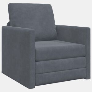 Sofá-cama, Sofá conversível Cinza Escuro 74 x 77 x 81 cm Veludo