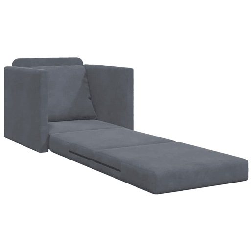 Sofá-cama, Sofá conversível Cinza Escuro 74 x 77 x 81 cm Veludo