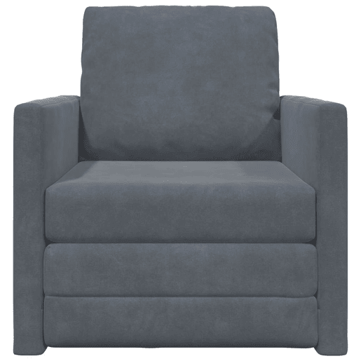 Sofá-cama, Sofá conversível Cinza Escuro 74 x 77 x 81 cm Veludo