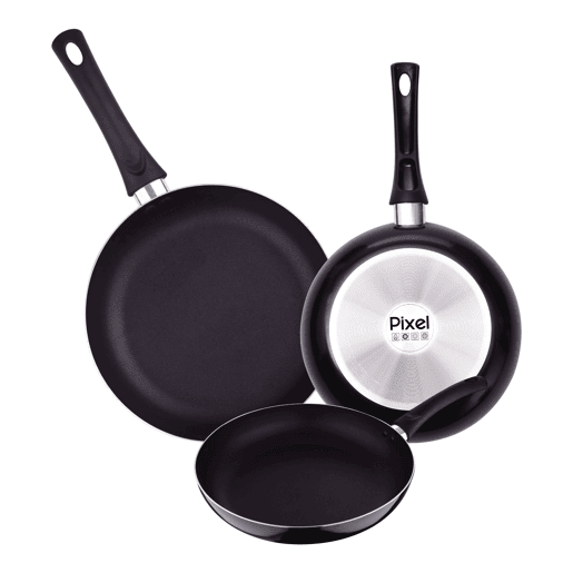 Conjunto de 3 frigideiras Ø20Ø24Ø30cm em alumínio prensado e antiaderente PIXEL Chef Sauce