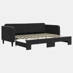 Sofá-cama, Sofá conversível com gavetão 90x200 cm veludo preto