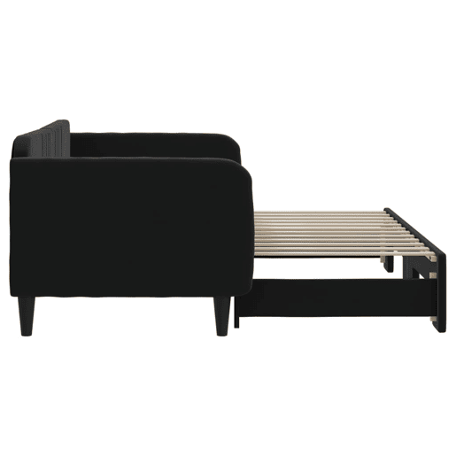 Sofá-cama, Sofá conversível com gavetão 90x200 cm veludo preto Sofá-cama, Sofá conversível com gavetão 90x200 cm veludo preto