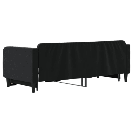 Sofá-cama, Sofá conversível com gavetão 90x200 cm veludo preto Sofá-cama, Sofá conversível com gavetão 90x200 cm veludo preto