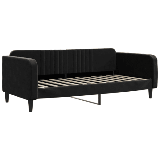 Sofá-cama, Sofá conversível com gavetão 90x200 cm veludo preto Sofá-cama, Sofá conversível com gavetão 90x200 cm veludo preto