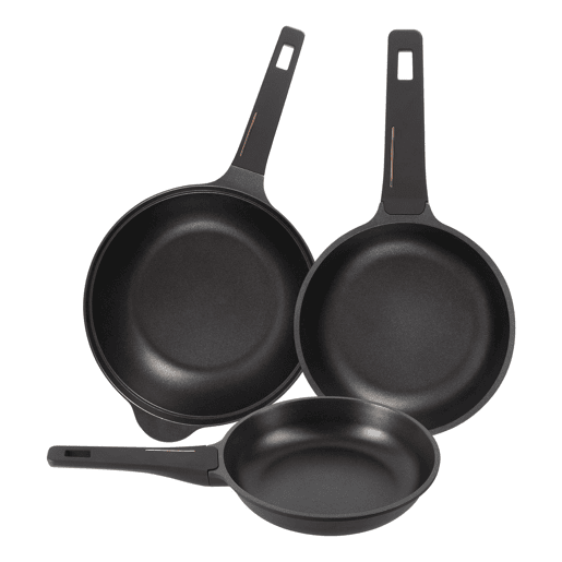 Conjunto de 2 frigideiras Ø24Ø28cm + wok Ø30cm em alumínio fundido, cor Preto Cobre, Bergner