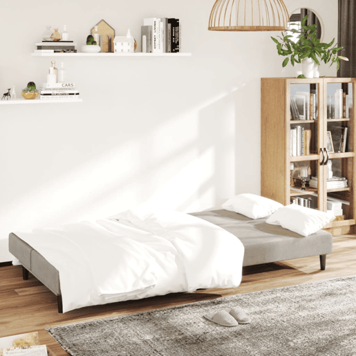 Sofá-cama, Sofá conversível de 2 lugares veludo cinzento-claro