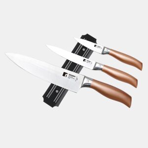 Conjunto de 3 facas Bergner Copper em aço inoxidável + suporte magnético de parede