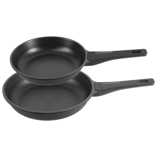 Conjunto de 2 frigideiras Ø24Ø28cm + grelha 28x28cm em alumínio fundido, cor Preto Cobre, Bergner