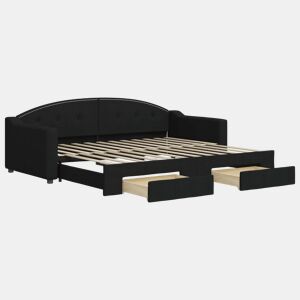 Sofá-cama, Sofá conversível com gavetão e gavetas 90x200 cm tecido preto