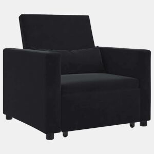 Sofá cama, Sofá conversível single com rodas Preto 90 x 165 x 87 cm Veludo