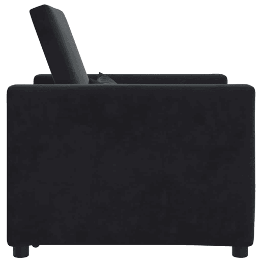 Sofá cama, Sofá conversível single com rodas Preto 90 x 165 x 87 cm Veludo