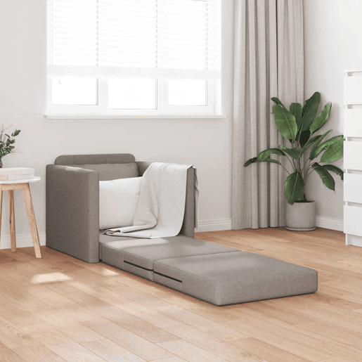 Sofá-cama, Sofá conversível Cinzento-acastanhado 74 x 77 x 81 cm Veludo