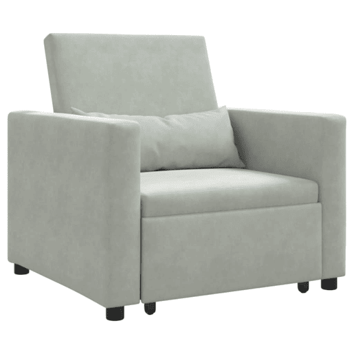 Sofá cama, Sofá conversível single Cinzento-claro 90 x 165 x 87 cm Veludo