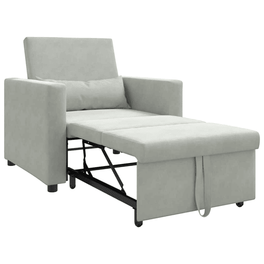 Sofá cama, Sofá conversível single Cinzento-claro 90 x 165 x 87 cm Veludo
