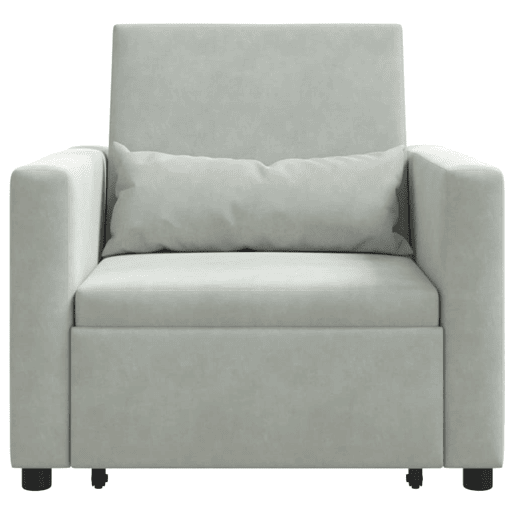 Sofá cama, Sofá conversível single Cinzento-claro 90 x 165 x 87 cm Veludo