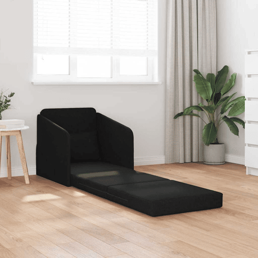 Sofá-cama, Sofá conversível Preto 65 x 80 x 83 cm Veludo