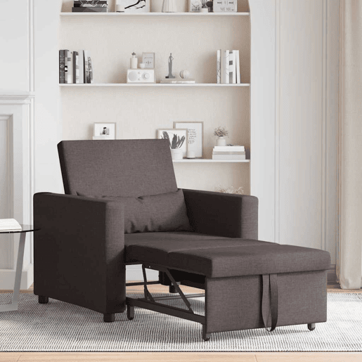 Sofá cama, Sofá conversível single Castanho escuro 90 x 165 x 87 cm tecido Sofá cama, Sofá conversível single Castanho escuro 90 x 165 x 87 cm tecido