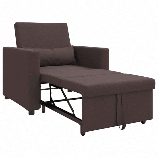 Sofá cama, Sofá conversível single Castanho escuro 90 x 165 x 87 cm tecido Sofá cama, Sofá conversível single Castanho escuro 90 x 165 x 87 cm tecido