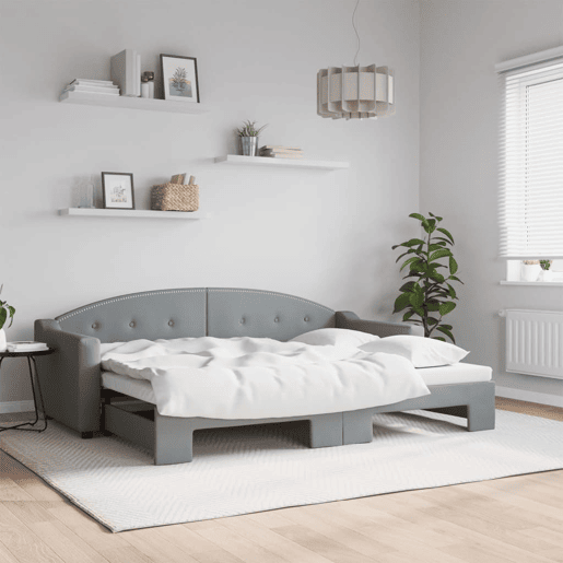 Sofá-cama, Sofá conversível com gavetão 80x200 cm tecido cinzento-claro