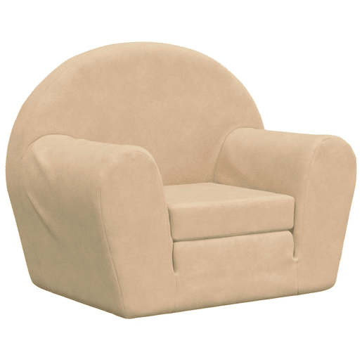 Sofá-cama infantil peluche macio creme