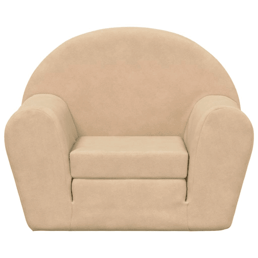 Sofá-cama infantil peluche macio creme