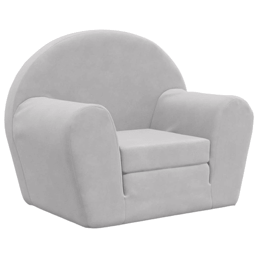 Sofá-cama infantil pelúcia macia cinzento-claro
