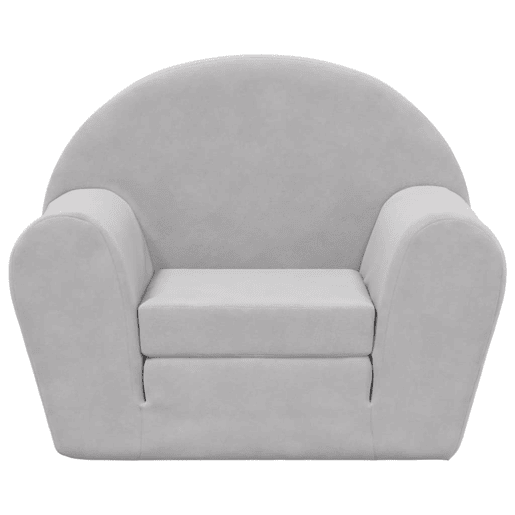 Sofá-cama infantil pelúcia macia cinzento-claro