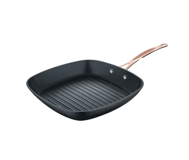 Bergner copper sartén grill 28x28cm en aluminio forjado antiadherente en color negro mate