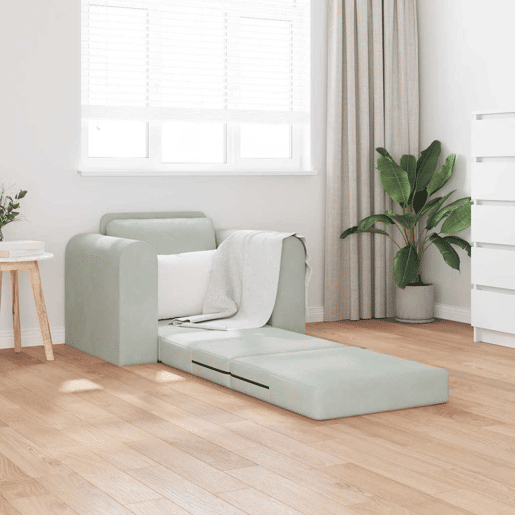 Sofá-cama, Sofá conversível Cinzento-claro 98 x 71 x 83 cm Veludo