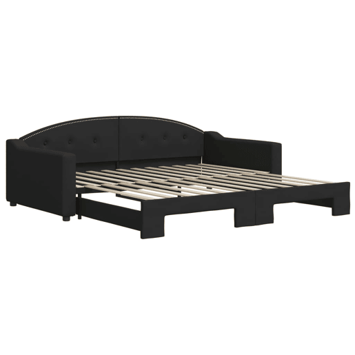Sofá-cama, Sofá conversível com gavetão 100x200 cm tecido preto Sofá-cama, Sofá conversível com gavetão 100x200 cm tecido preto