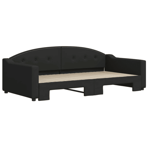 Sofá-cama, Sofá conversível com gavetão 100x200 cm tecido preto Sofá-cama, Sofá conversível com gavetão 100x200 cm tecido preto